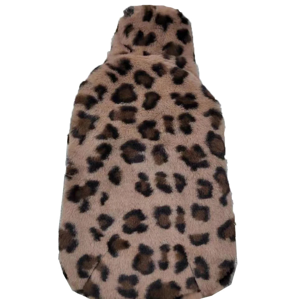 Animal Print Fluffy Sphynx Cat Fleece Cardigan