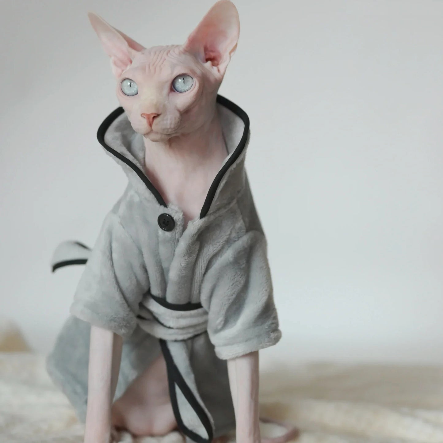 Samaurai Sphynx Cat Fleece Bath & Bed Robe