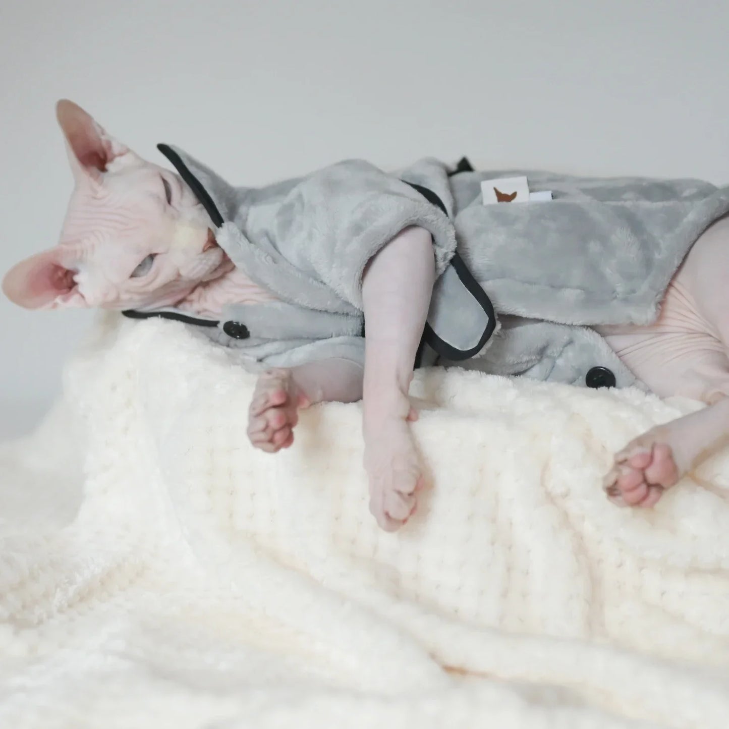 Samaurai Sphynx Cat Fleece Bath & Bed Robe
