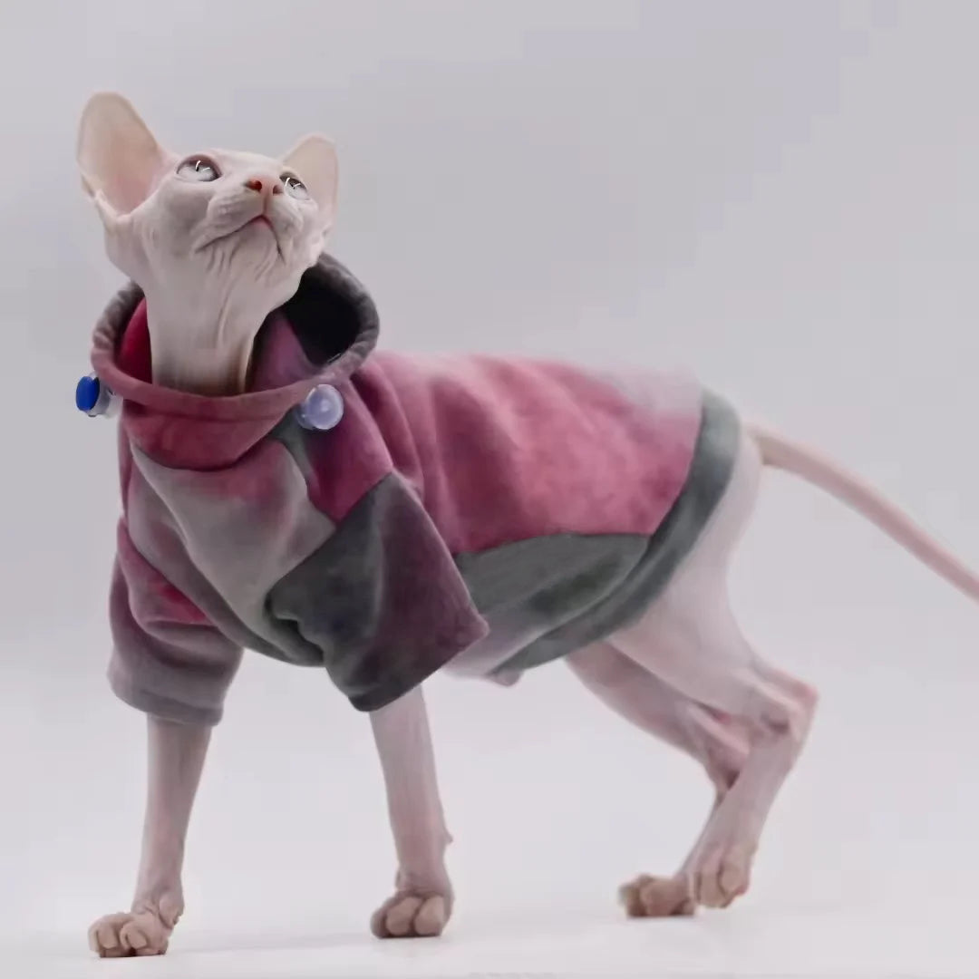 Tie Dye Sphynx Cat Fleece Toggle Hoody