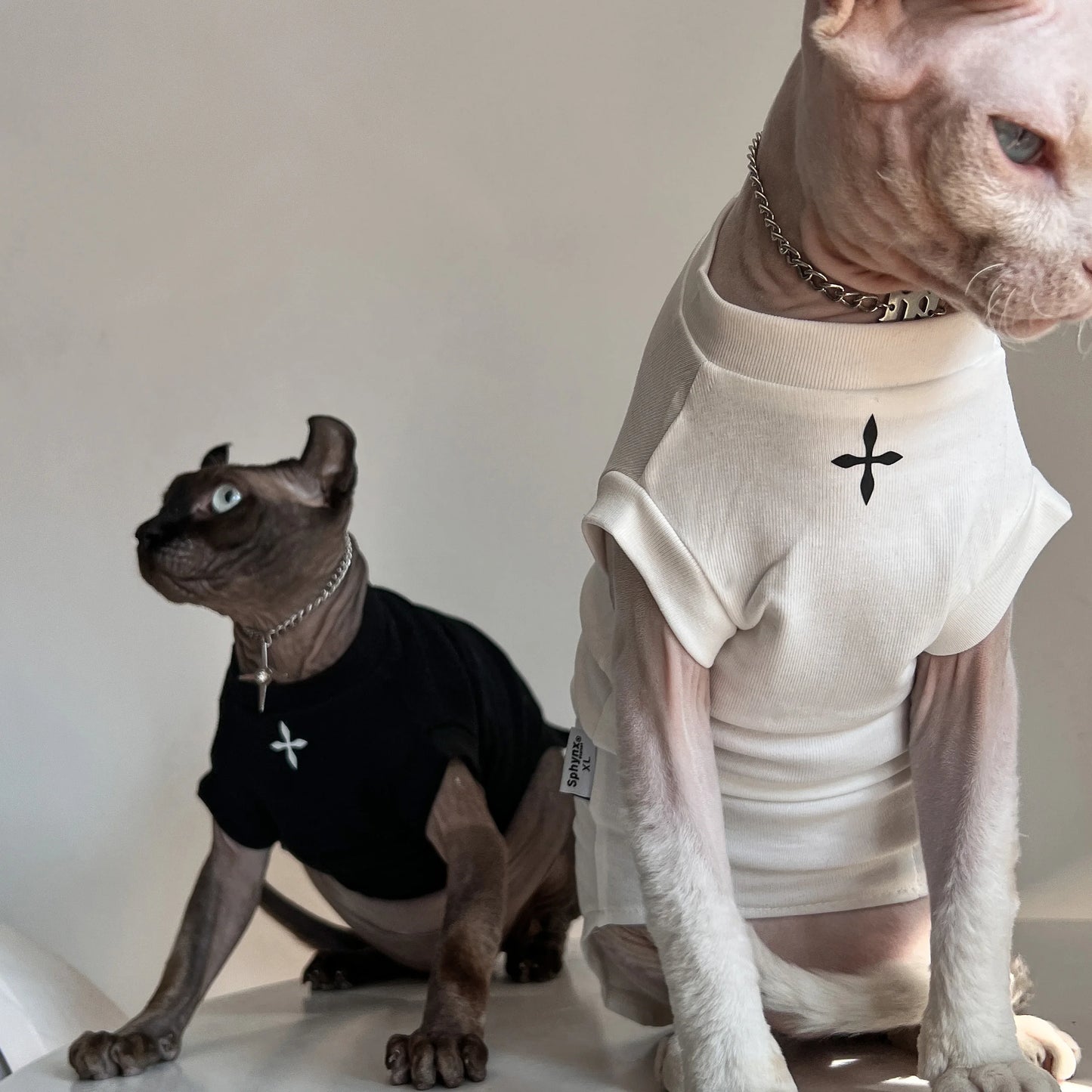 Cross Motif Sphynx Cat T-shirt