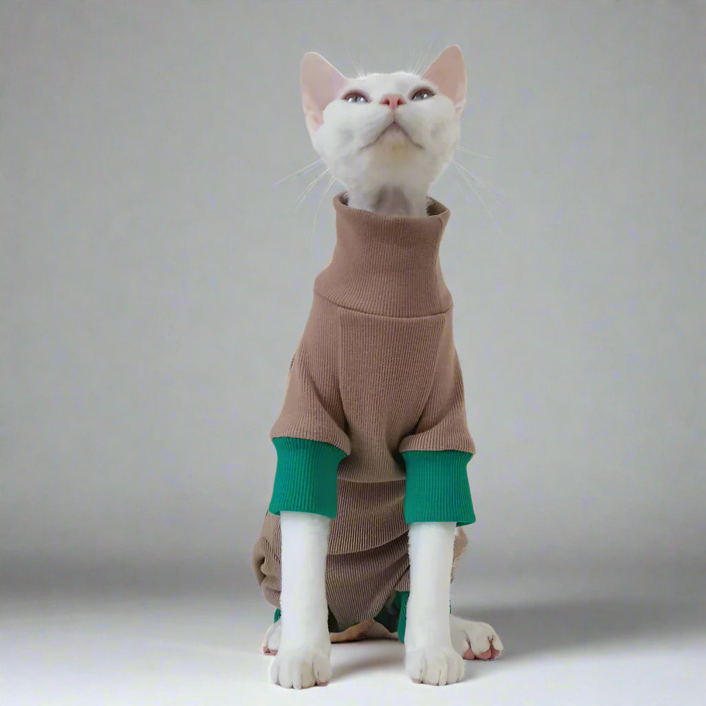 Coffee Sphynx Cat Knit Jumpsuit