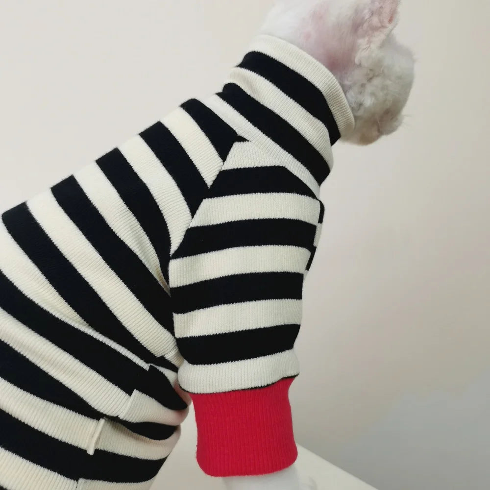 Black White Stripes Sphynx Cat Jumpsuit