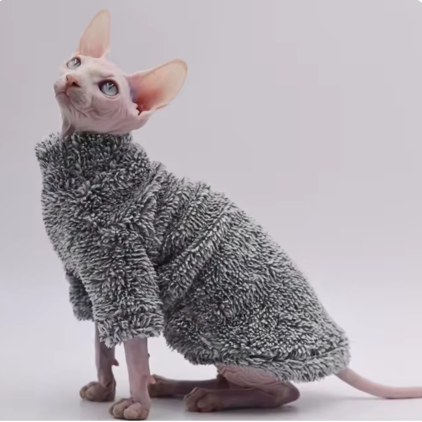 Sphynx Cat Fleece - Sherpa Grey