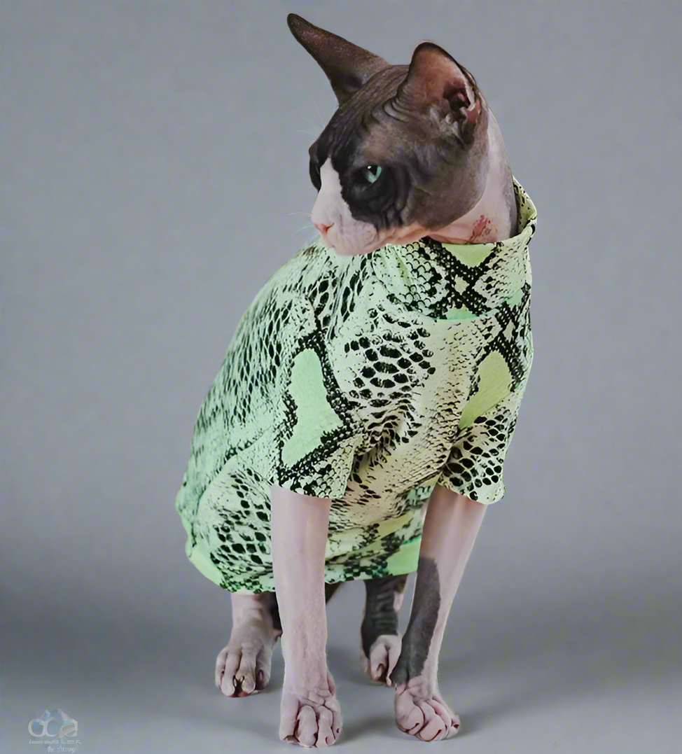 Stretchy Snake Print Sphynx Cat T-shirts