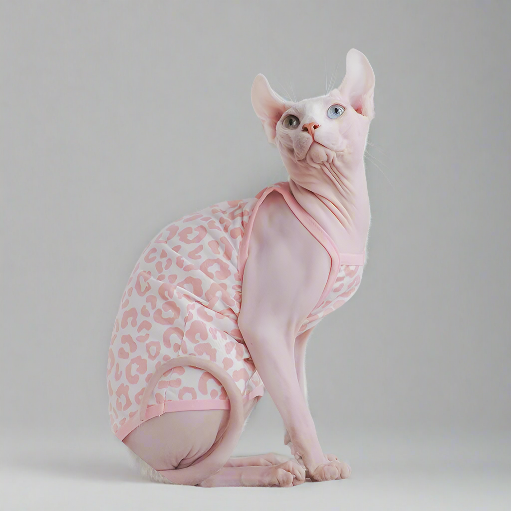 Pink Leopard Print Sphynx Cat Vest