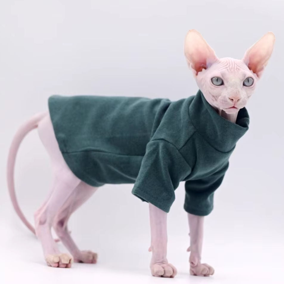 Sphynx Cat Soft Thermal Baselayer Fleece (Taller Neck)- Green