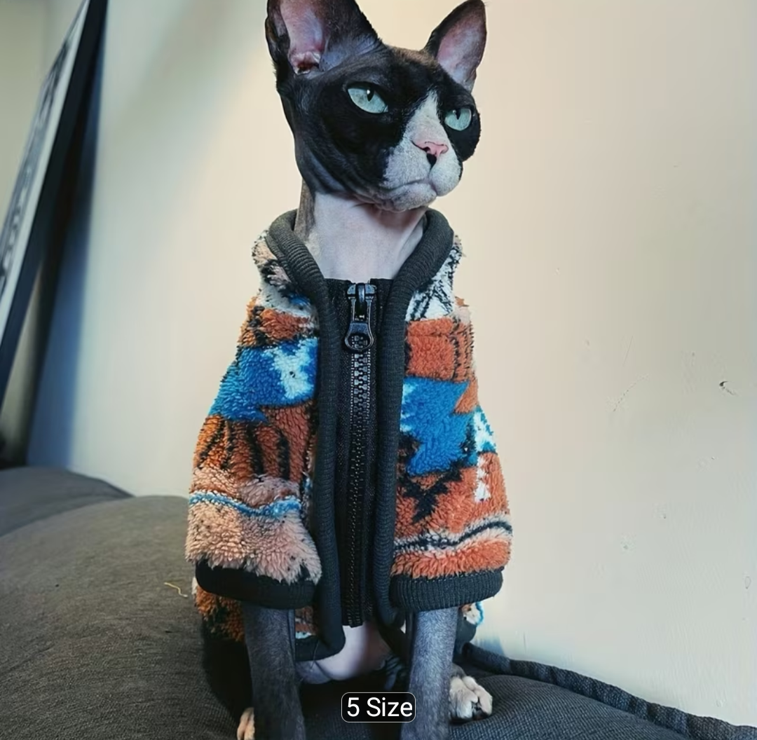 The Noble Sphynx Cat Zip-up Fleece Jacket