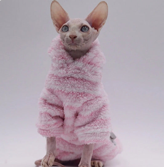 Sweat à capuche polaire Sphynx Cat Teddy - Rose Milkshake