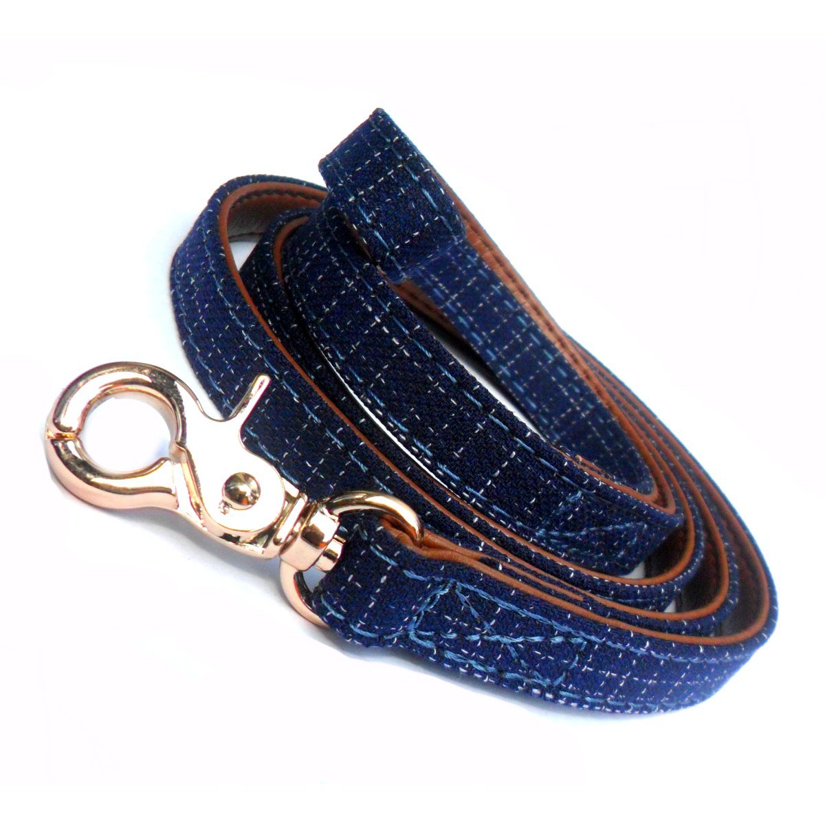 Dog Leads Blue Denim Fabric Dog Leads - Prince & Princess Designer Petwear