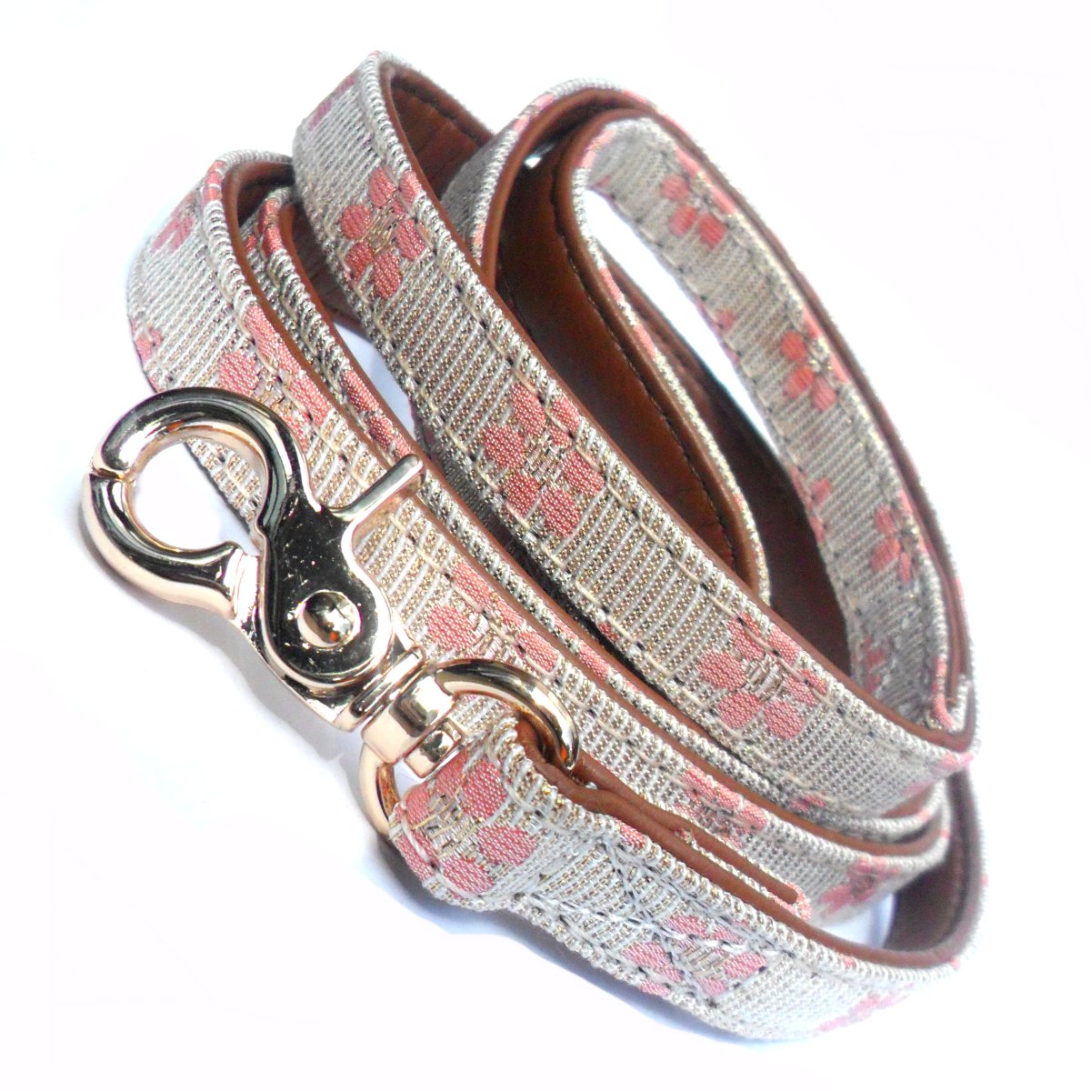 Dog Leads Flower Fabric Dog Leads - Pink - Prince & Princess Designer Petwear