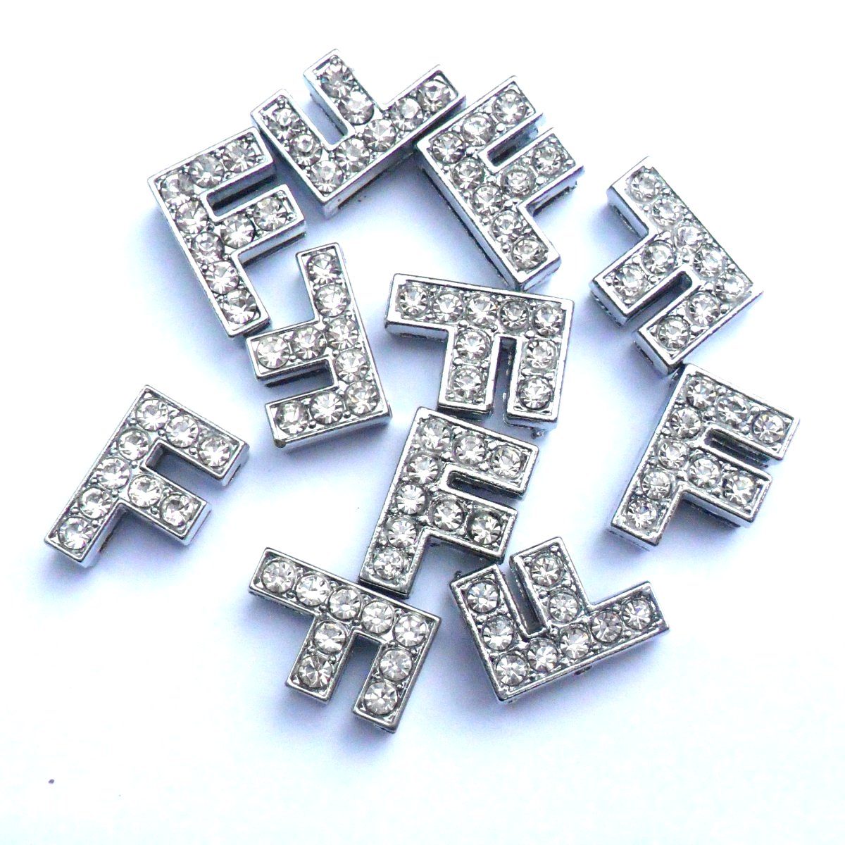Silver Crystal Slider Letters - 10mm Cat Charms | Clothes for Cats