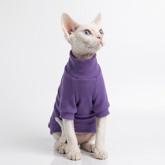 SALE Ribbed Sphynx Cat Top Purple - L