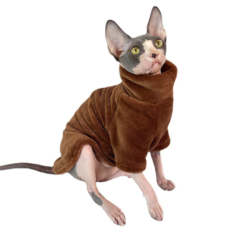 Sphynx Cat Teddy Fleece Wearable Blanket - Brown XL