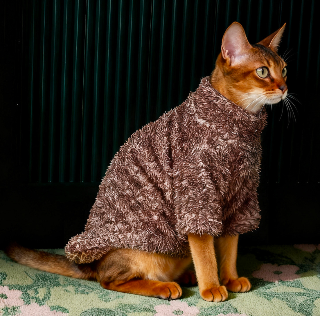SALE Sphynx Cat Fleece - Sherpa Brown XL