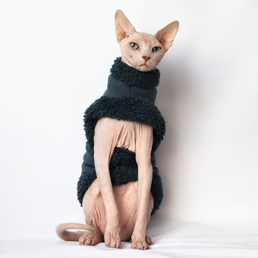 SALE One Hole Cat Fleece Inky Blue M