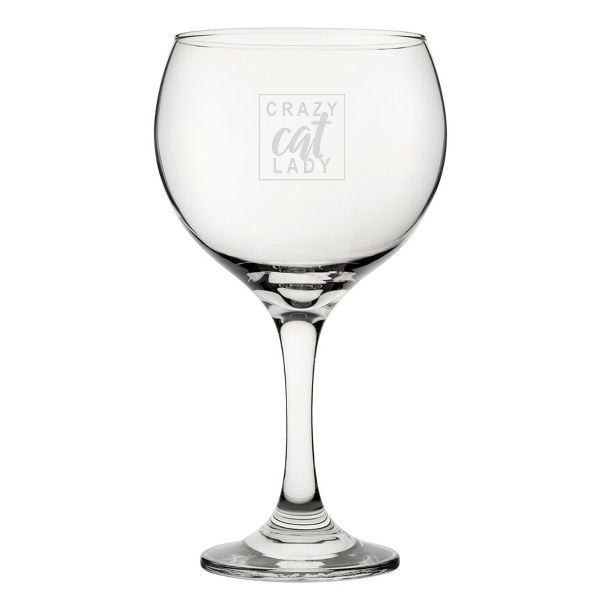 Crazy Cat Lady - Engraved Novelty Gin Balloon Cocktail Glass Image 2