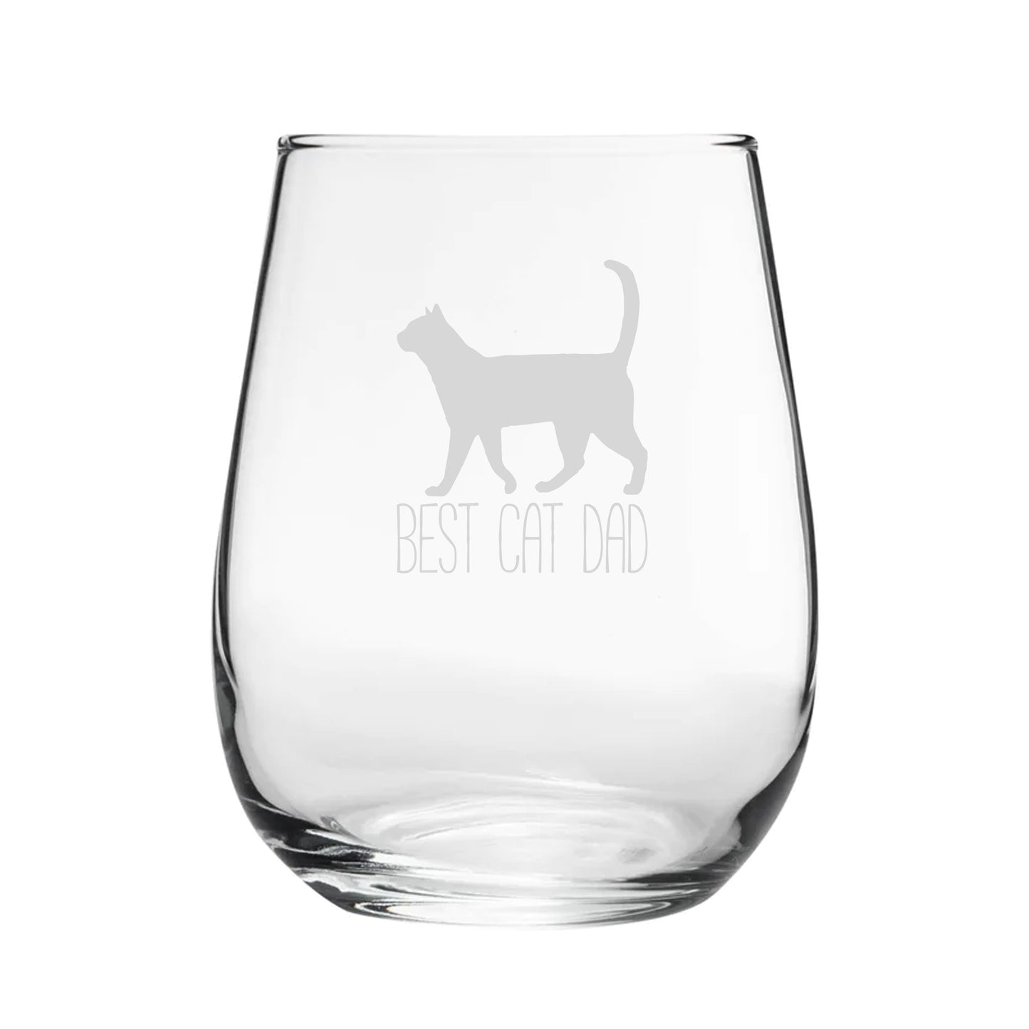 Best Cat Dad - Engraved Novelty Stemless Wine Gin Tumbler Image 1