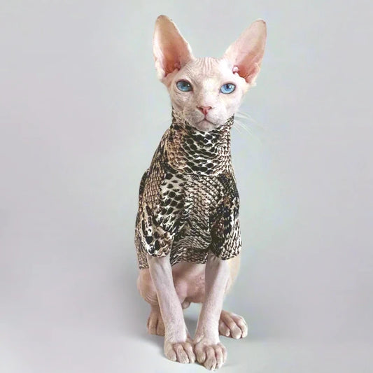 Stretchy Snake Print Sphynx Cat T-shirts