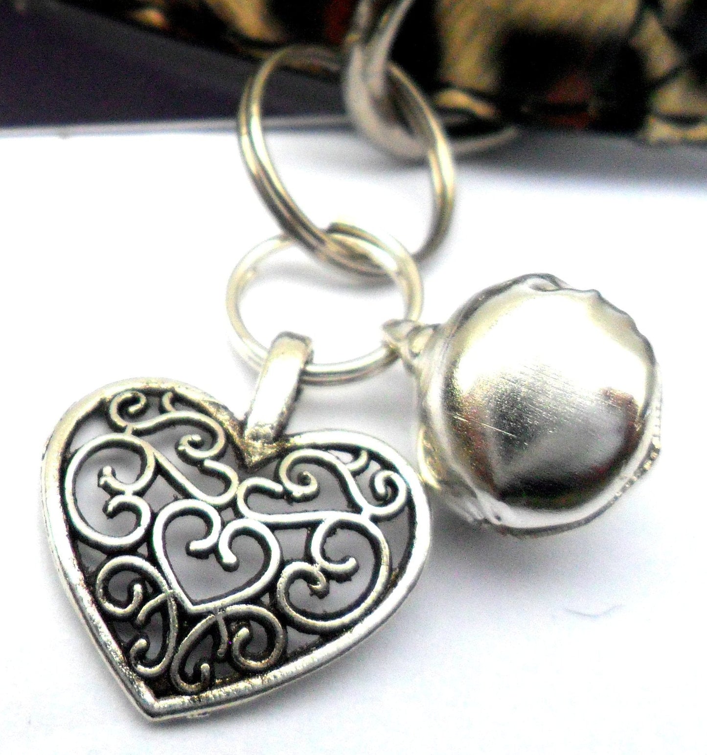 Charms Filigree Heart Bell Pet Charm - Prince & Princess Designer Petwear 