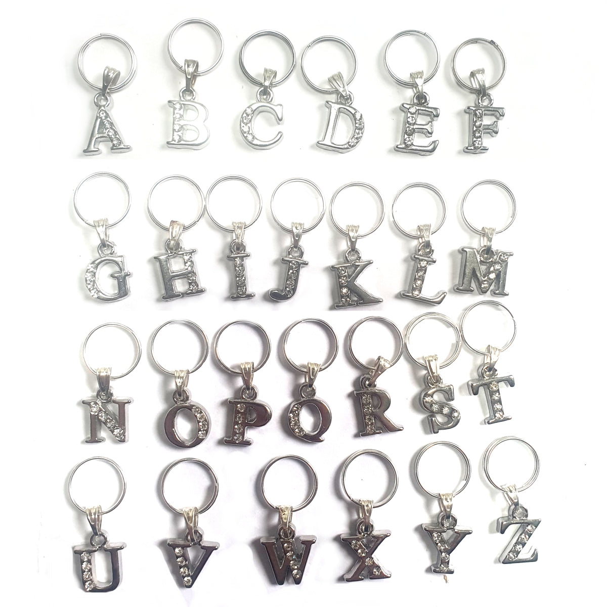 Small Silver A-Z Letter Cat Collar Charms