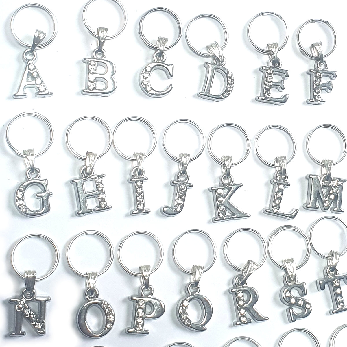 Small Silver A-Z Letter Cat Collar Charms