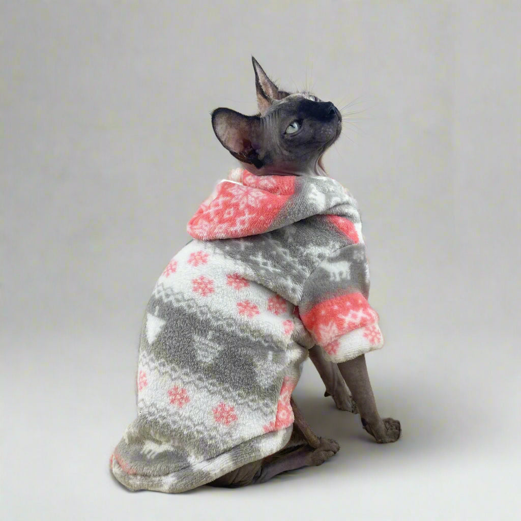 Nordic Hooded Sphynx Cat Fleece Sweaters