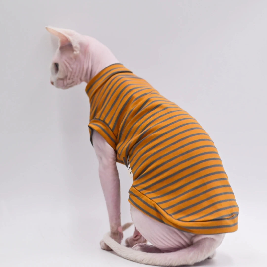 Striped Sphynx Cat Summer Vest T-shirt