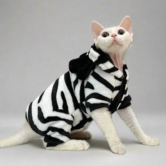 Zebra Print 4-Legged Sphynx Cat Hoody