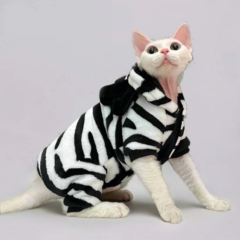Zebra Print 4-Legged Sphynx Cat Hoody