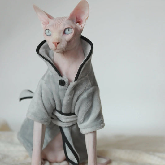 Samaurai Sphynx Cat Fleece Bath & Bed Robe