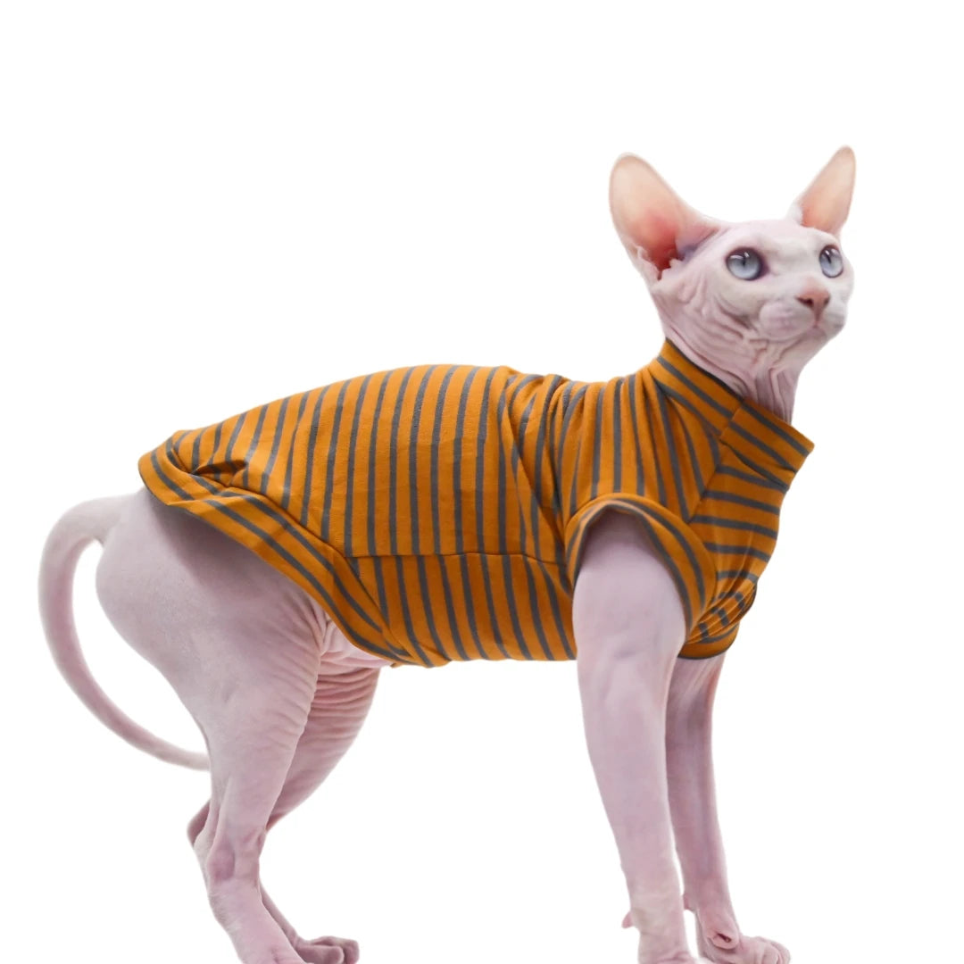 Striped Sphynx Cat Summer Vest T-shirt