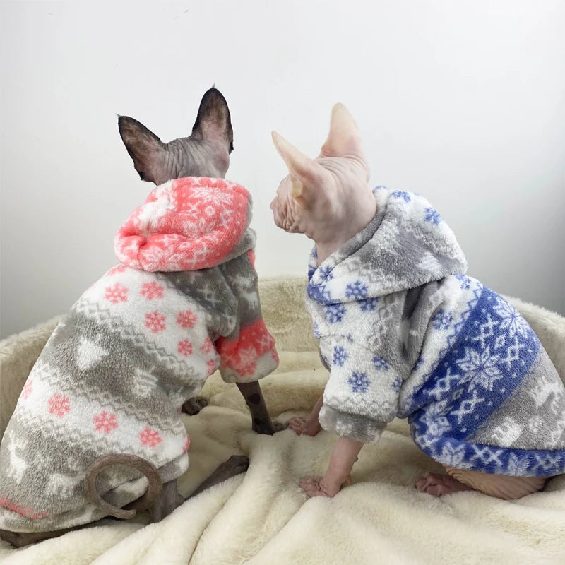 Nordic Hooded Sphynx Cat Fleece Sweaters