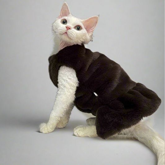 Soft Fleece Sphynx Cat Dress - Brown