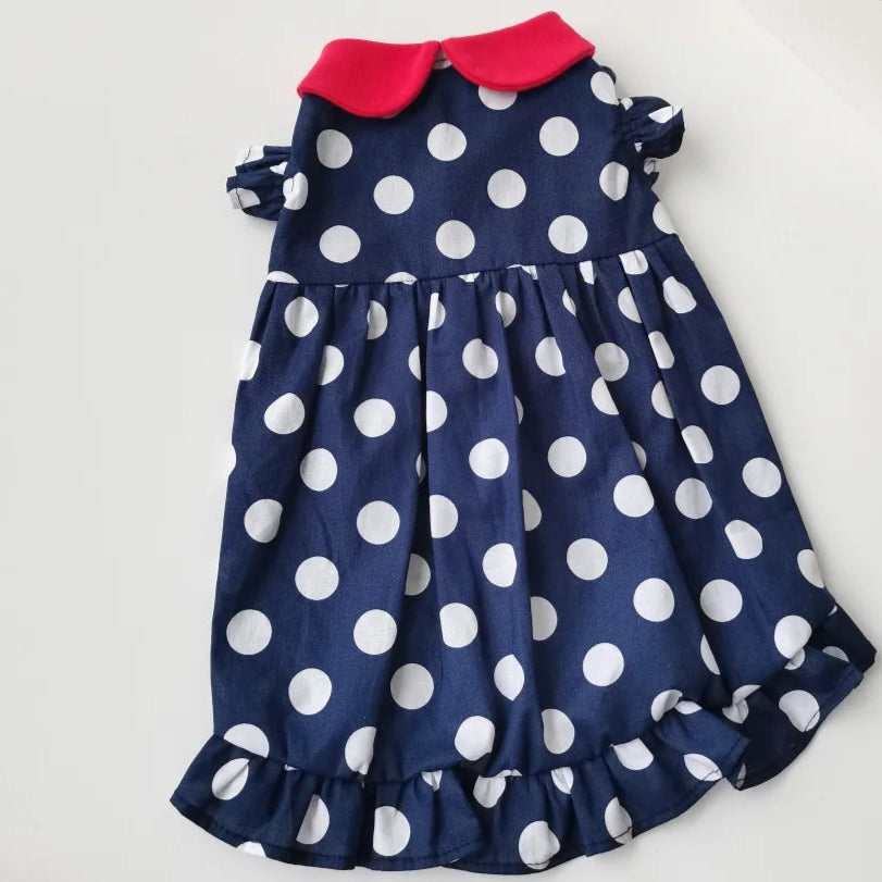 Navy Polka Dot Sphynx Cat Dress
