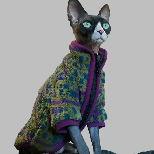 Emperor Sphynx Cat Zip-up Fleece Cardigan