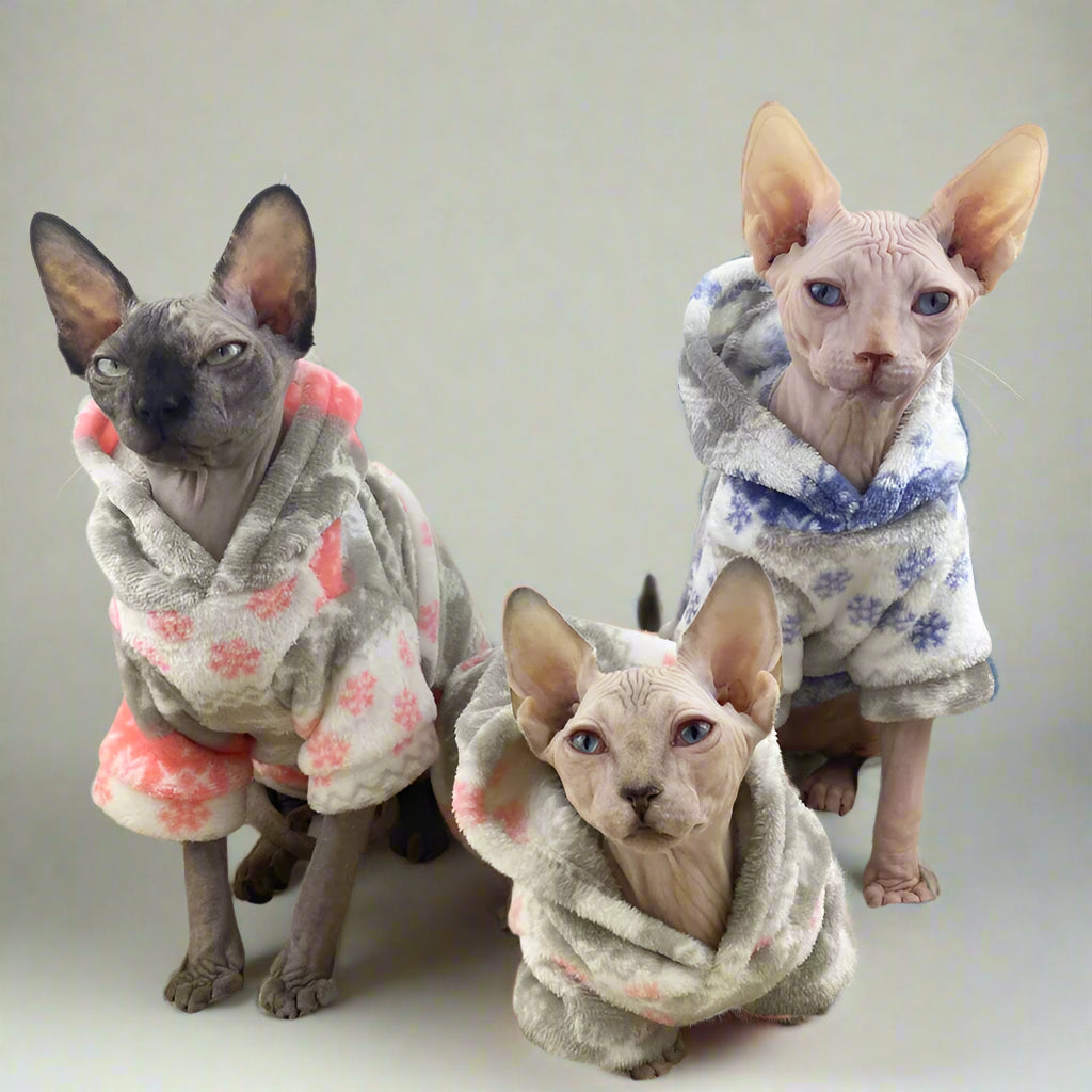 Nordic Hooded Sphynx Cat Fleece Sweaters