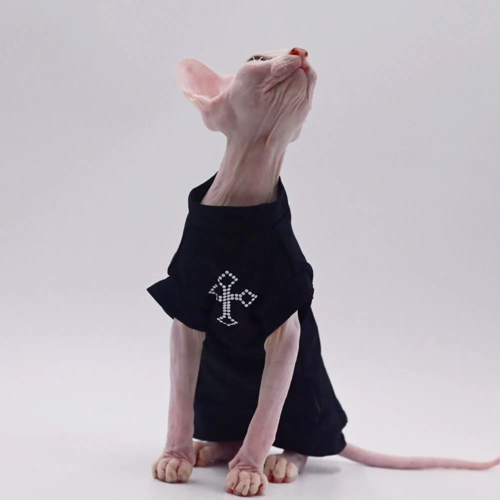 Cardinal Cross Sphynx Cat T-Shirt