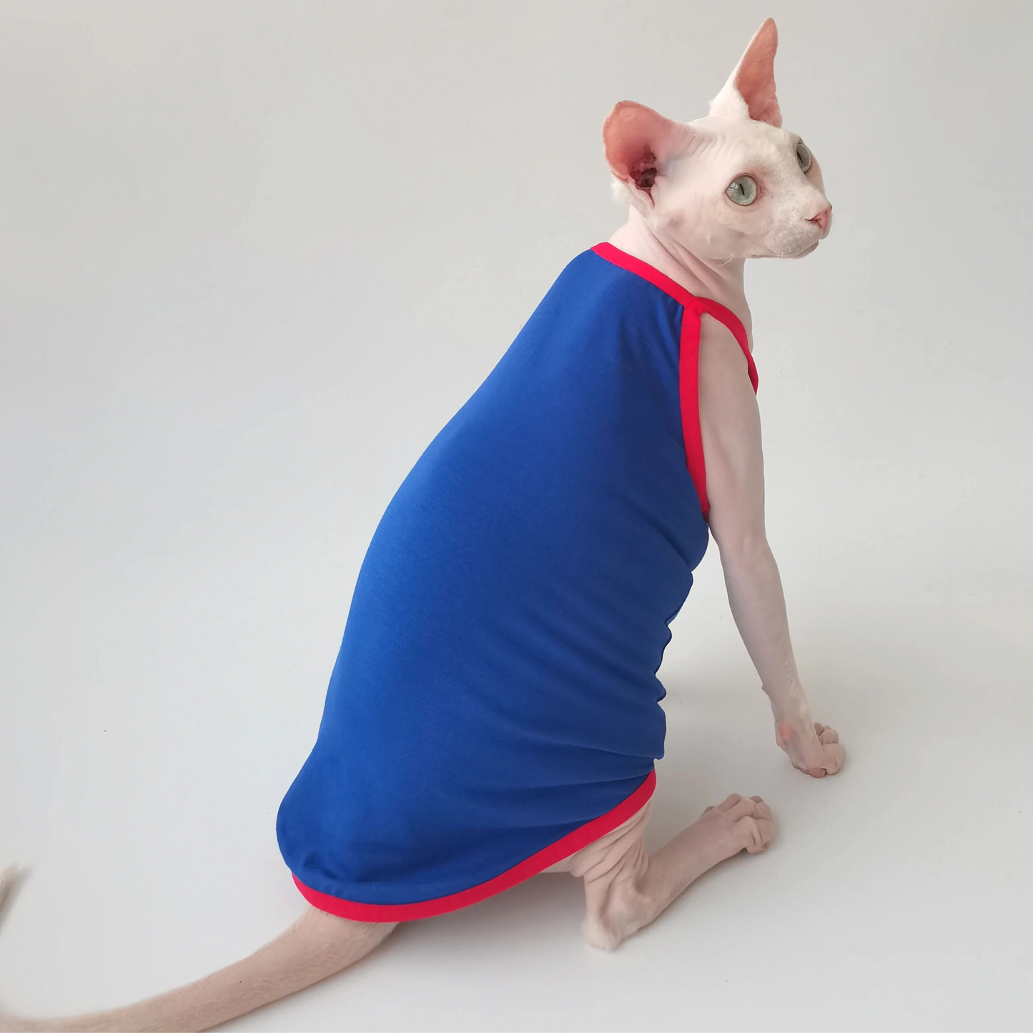 Contrast Sphynx Cat Spaghetti Strap Vests