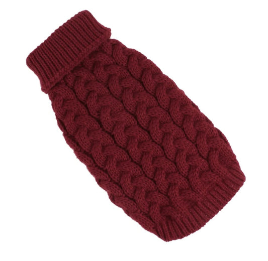 Cable Knit Sphynx Cat Jumper Sweater - Claret