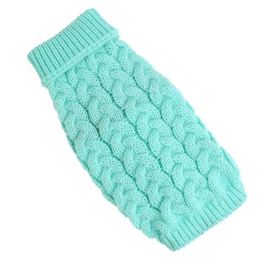 Cable Knit Sphynx Cat Jumper Sweater - Mint