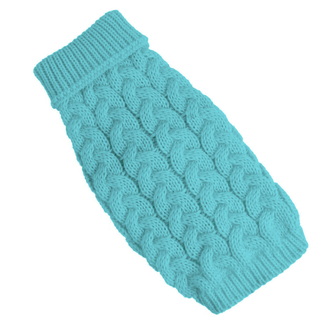 Cable Knit Sphynx Cat Jumper Sweater - Aqua