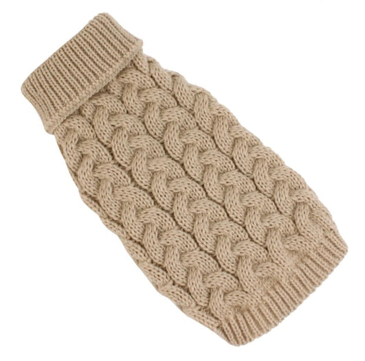 Cable Knit Sphynx Cat Jumper Sweater - Beige