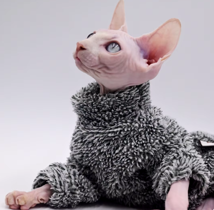 Sphynx Cat Fleece - Sherpa Grey