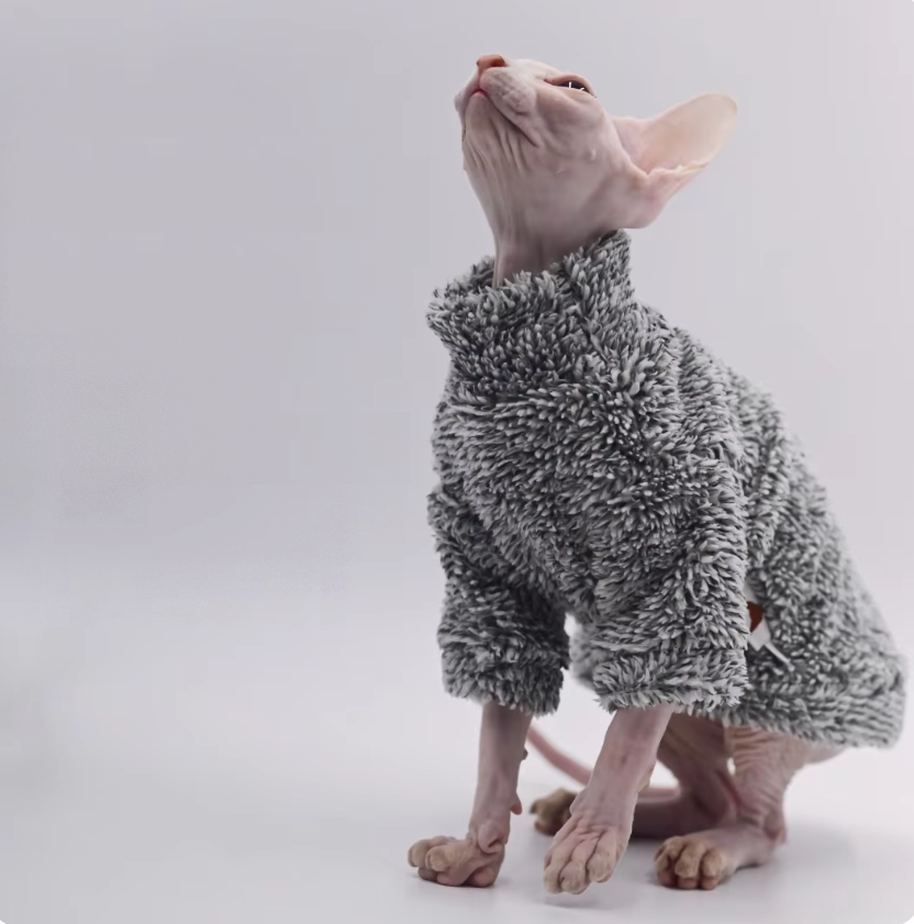 Sphynx Cat Fleece - Sherpa Grey