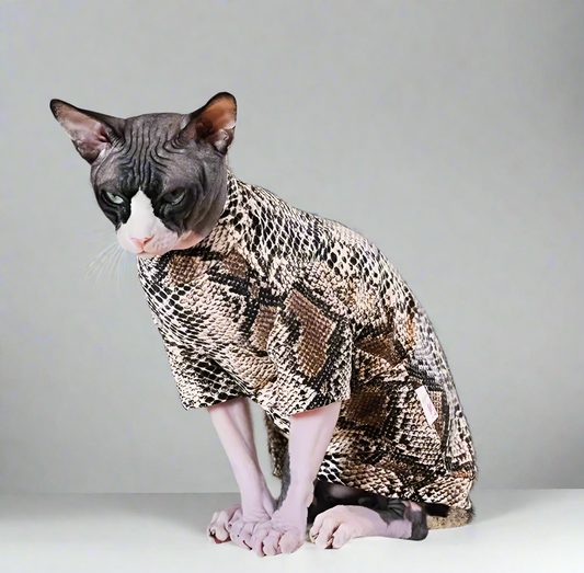 SALE Snake Print Sphynx Cat T-shirt -M