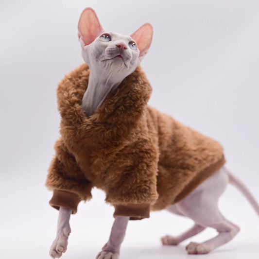 Brown Fluffy Sphynx Cat Hoody