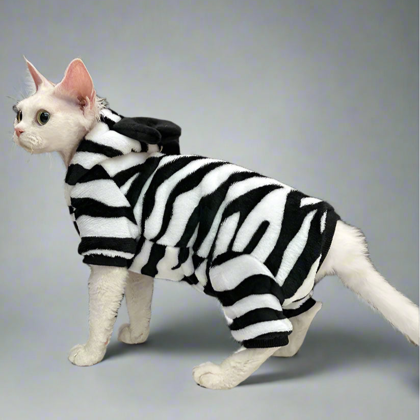 Zebra Print 4-Legged Sphynx Cat Hoody