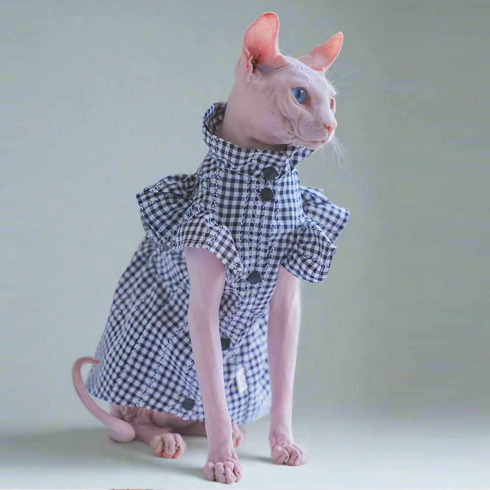 Gingham Sphynx Cat Dress