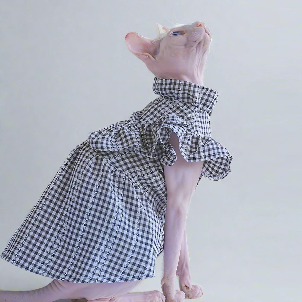 Gingham Sphynx Cat Dress